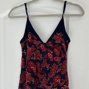 Red and Navy Paisley Maxi Dress